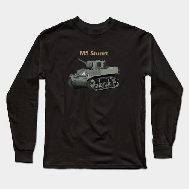 M3/M5 Stuart American WW2 Tank Long Sleeve T-Shirt by NorseTech